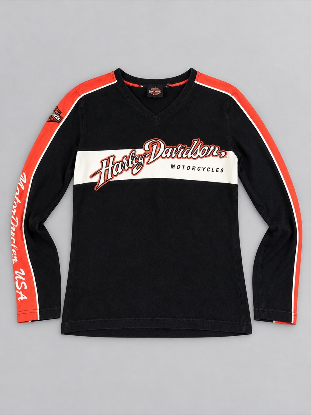 Vintage 2000s Harley Davidson Women's Prestige Colorblock Long Sleeve Top M